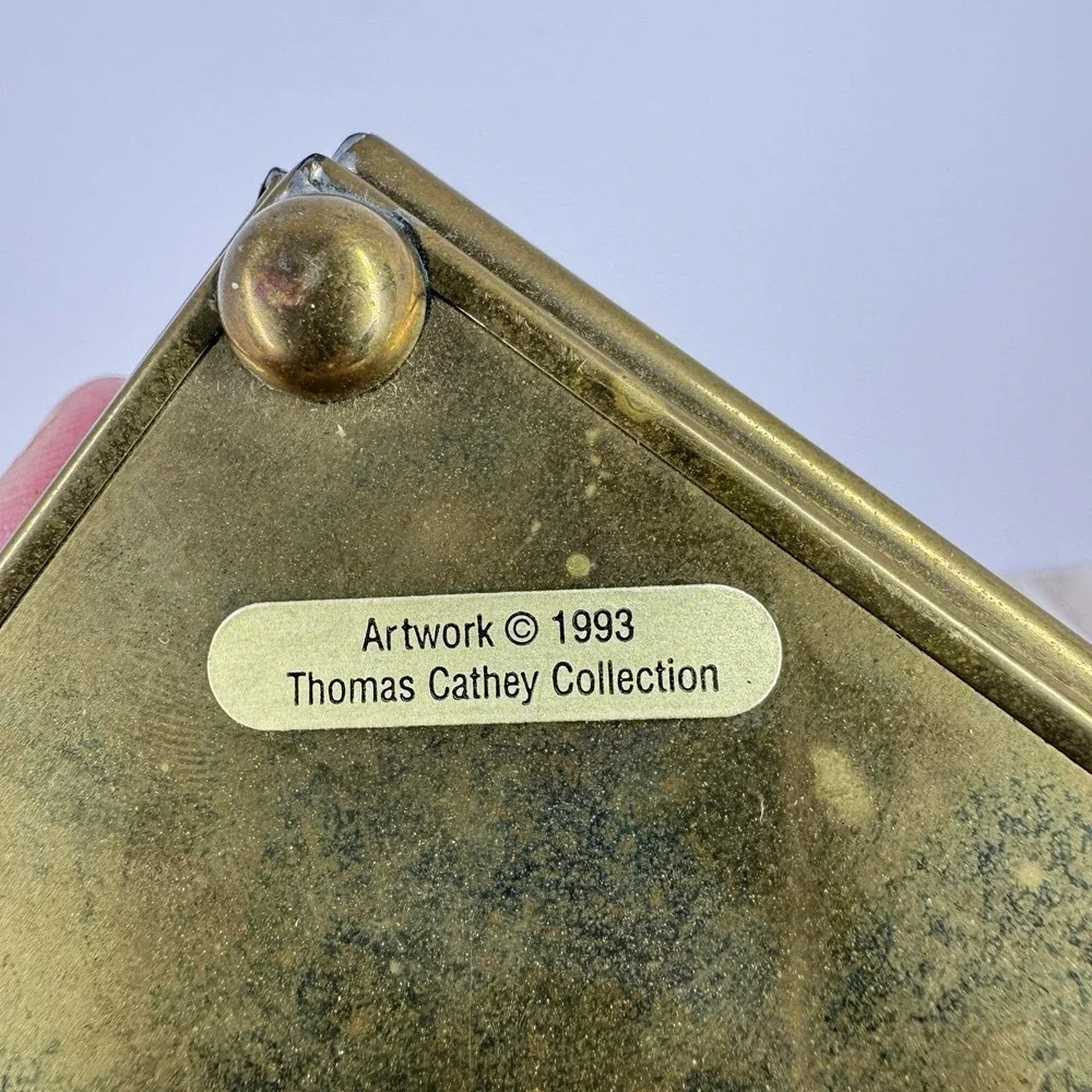 Via Vermont Thomas‎ Cathey 1993 Angel Glass Trinket Jewelry Box Made in Mexico